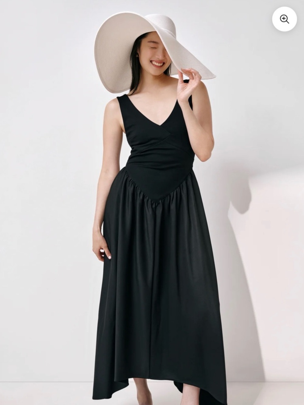 Marcella NYC Black V-Neck Midi Dress